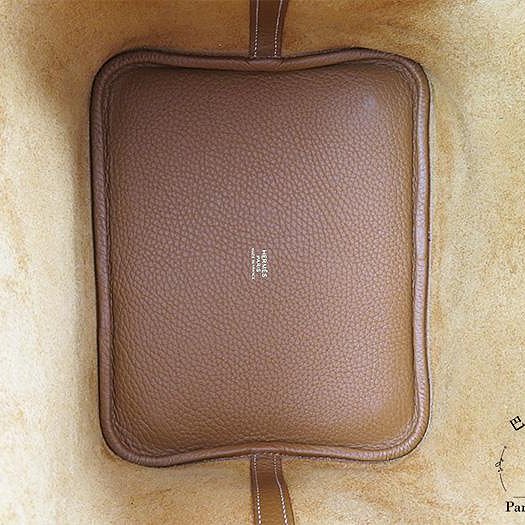 【巴黎站二手名牌專賣店】＊現貨＊HERMES 愛馬仕 真品＊Z刻 PICOTIN 22 金棕皮革金釦手提包 菜籃子-3