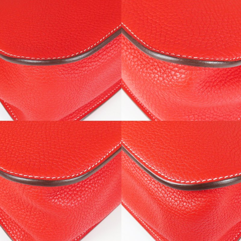 【巴黎站二手名牌專賣店】＊現貨＊HERMES 愛馬仕 真品＊C刻HALZAN 31紅色皮革銀釦斜背肩背包-5