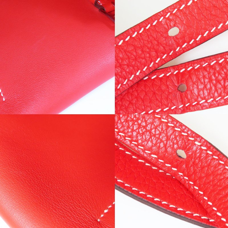 【巴黎站二手名牌專賣店】＊現貨＊HERMES 愛馬仕 真品＊C刻HALZAN 31紅色皮革銀釦斜背肩背包-7