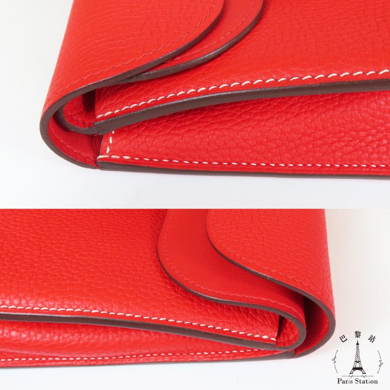 【巴黎站二手名牌專賣店】＊現貨＊HERMES 愛馬仕 真品＊C刻HALZAN 31紅色皮革銀釦斜背肩背包-8