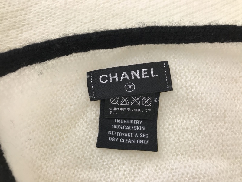 chanel香奈兒羊絨圍巾米白色-2