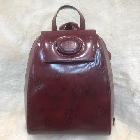 Cartier 紅色亮皮 Logo 背囊 XC417