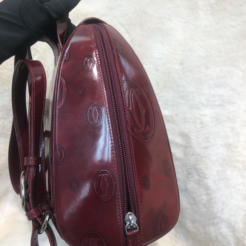 Cartier 紅色亮皮 Logo 背囊 XC417-2
