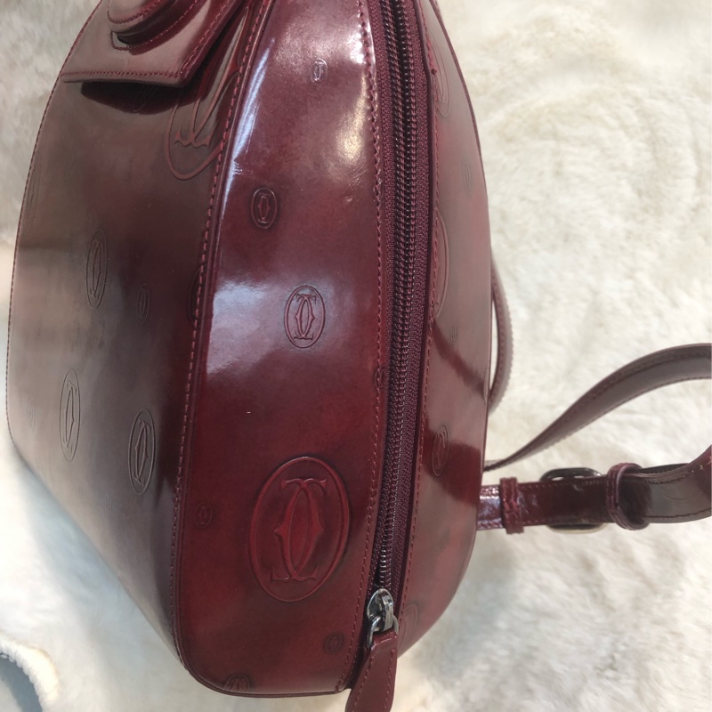 Cartier 紅色亮皮 Logo 背囊 XC417-3