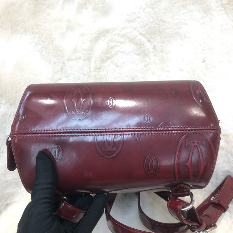 Cartier 紅色亮皮 Logo 背囊 XC417-5