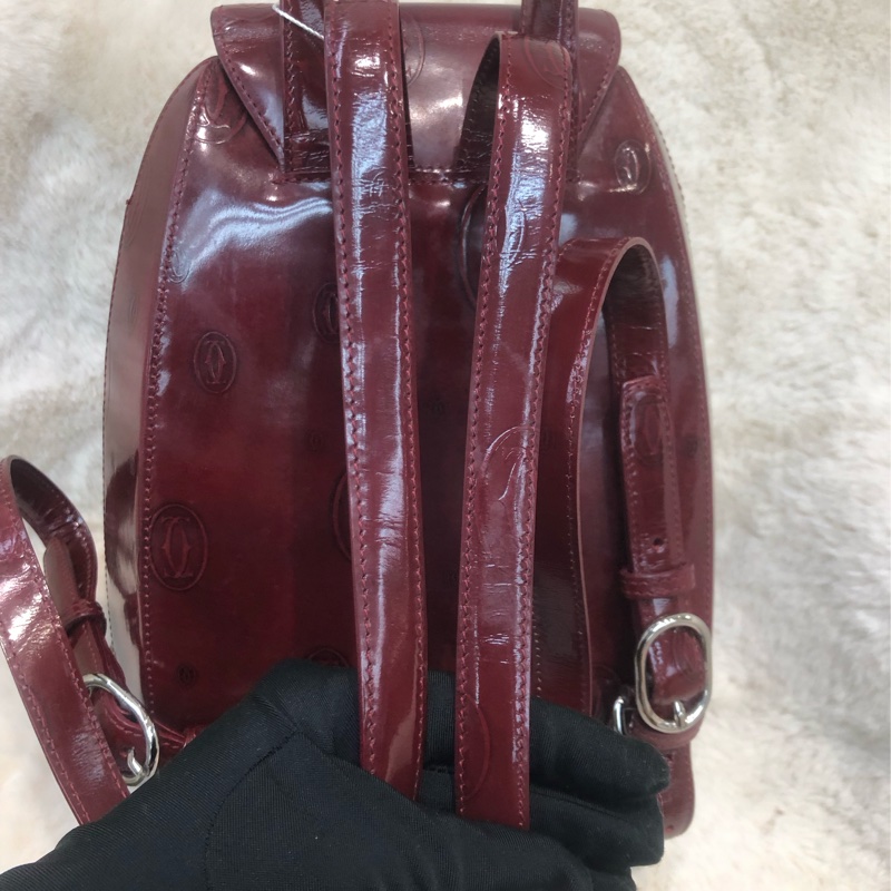 Cartier 紅色亮皮 Logo 背囊 XC417-7