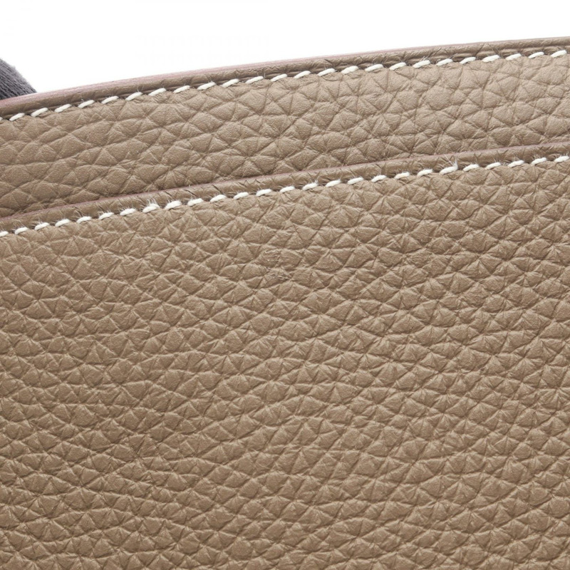 愛馬仕 Cabasellier 46 手提單肩包，Clemence 皮革，灰色/灰褐色，二手。-5