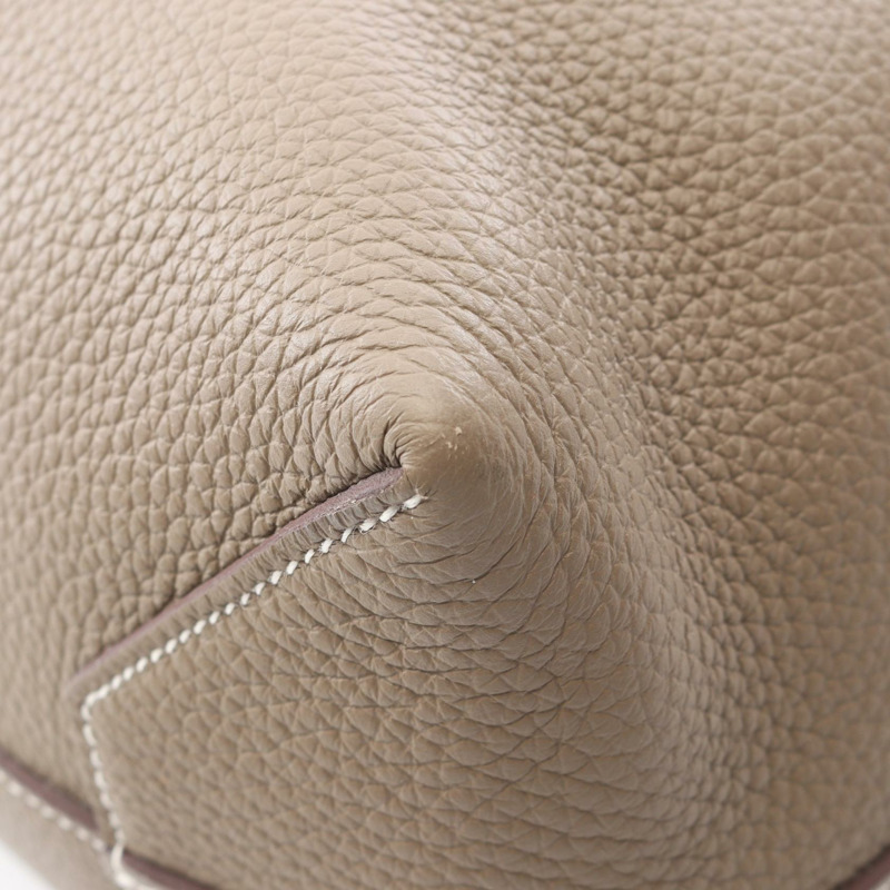 愛馬仕 Cabasellier 46 手提單肩包，Clemence 皮革，灰色/灰褐色，二手。-7