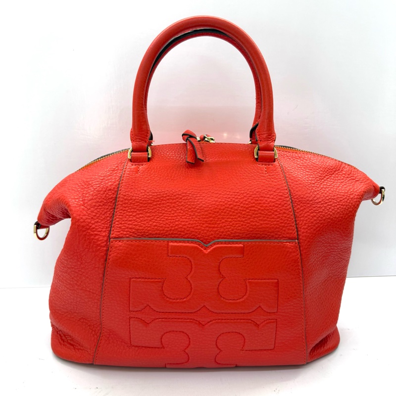 TORY BURCH 橘色牛皮手提斜背2WAY包-0