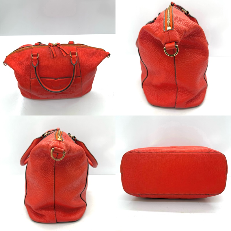 TORY BURCH 橘色牛皮手提斜背2WAY包-3