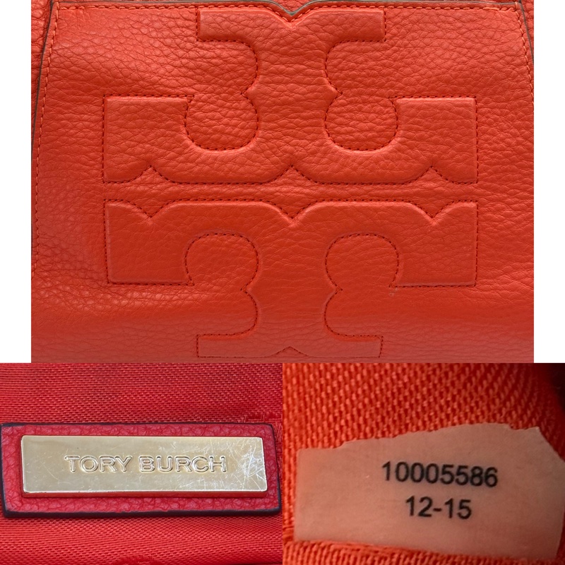 TORY BURCH 橘色牛皮手提斜背2WAY包-7