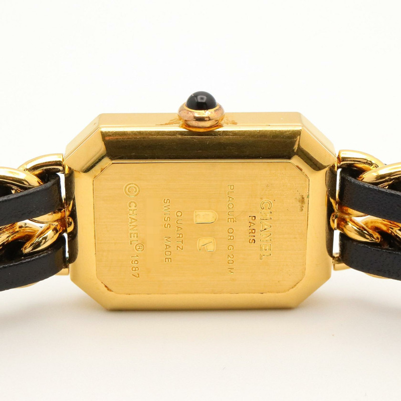 黑色錶盤 鍍金 皮革錶帶 Premiere M 石英腕錶【CHANEL 香奈兒】 H0001-4