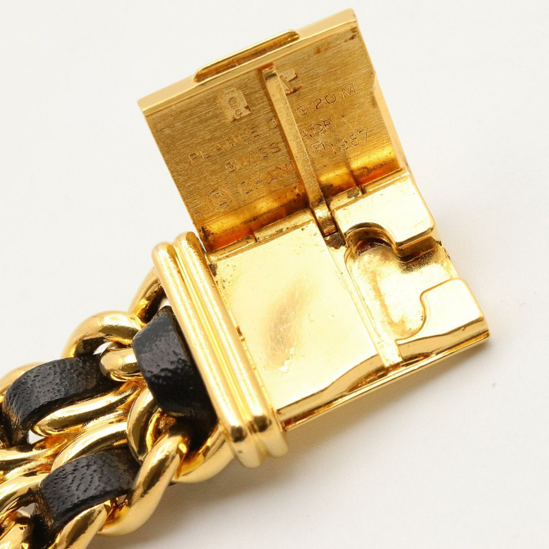 黑色錶盤 鍍金 皮革錶帶 Premiere M 石英腕錶【CHANEL 香奈兒】 H0001-13