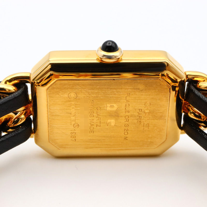 黑色錶盤 鍍金 皮革錶帶 Premiere S 石英腕錶【CHANEL 香奈兒】 H0001-4