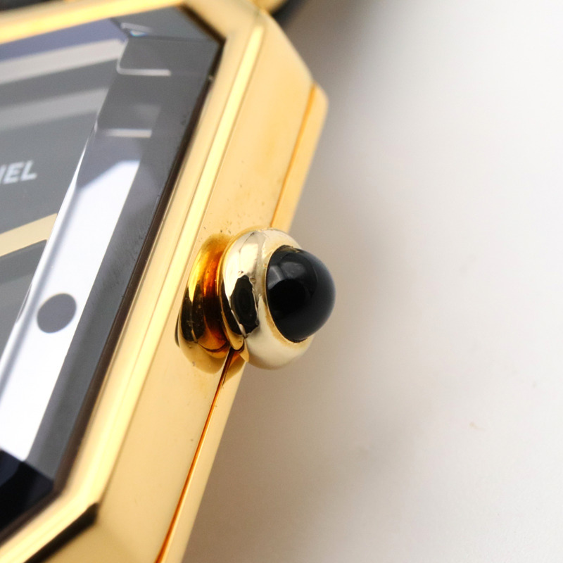 黑色錶盤 鍍金 皮革錶帶 Premiere S 石英腕錶【CHANEL 香奈兒】 H0001-5