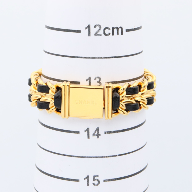 黑色錶盤 鍍金 皮革錶帶 Premiere S 石英腕錶【CHANEL 香奈兒】 H0001-6