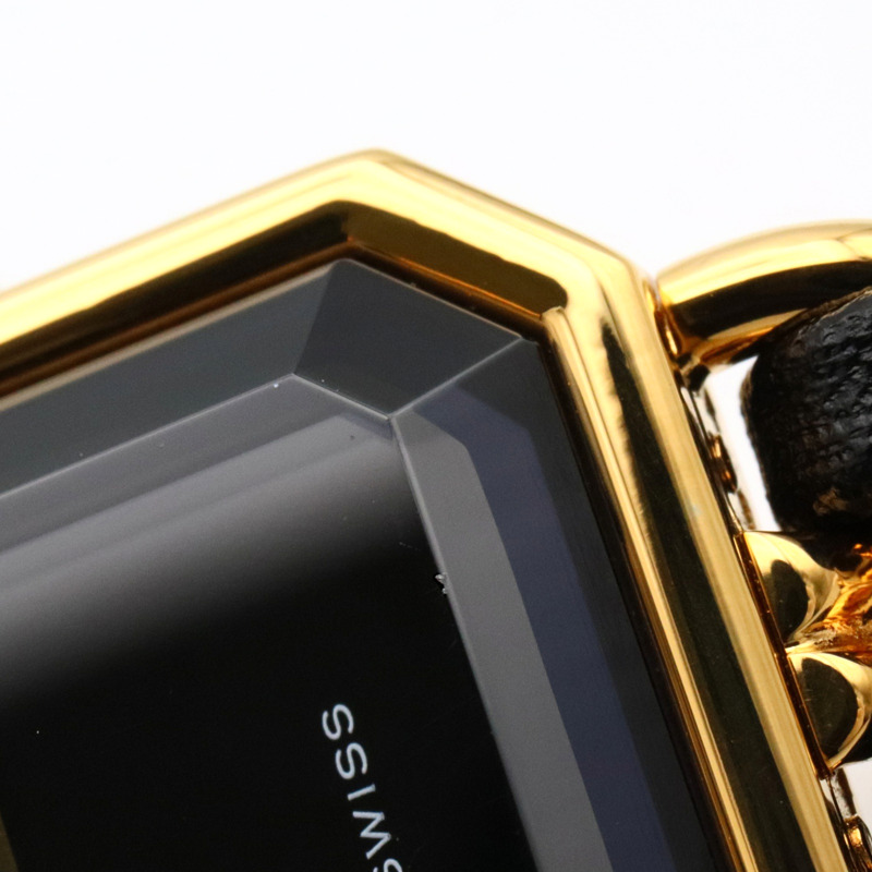黑色錶盤 鍍金 皮革錶帶 Premiere S 石英腕錶【CHANEL 香奈兒】 H0001-9