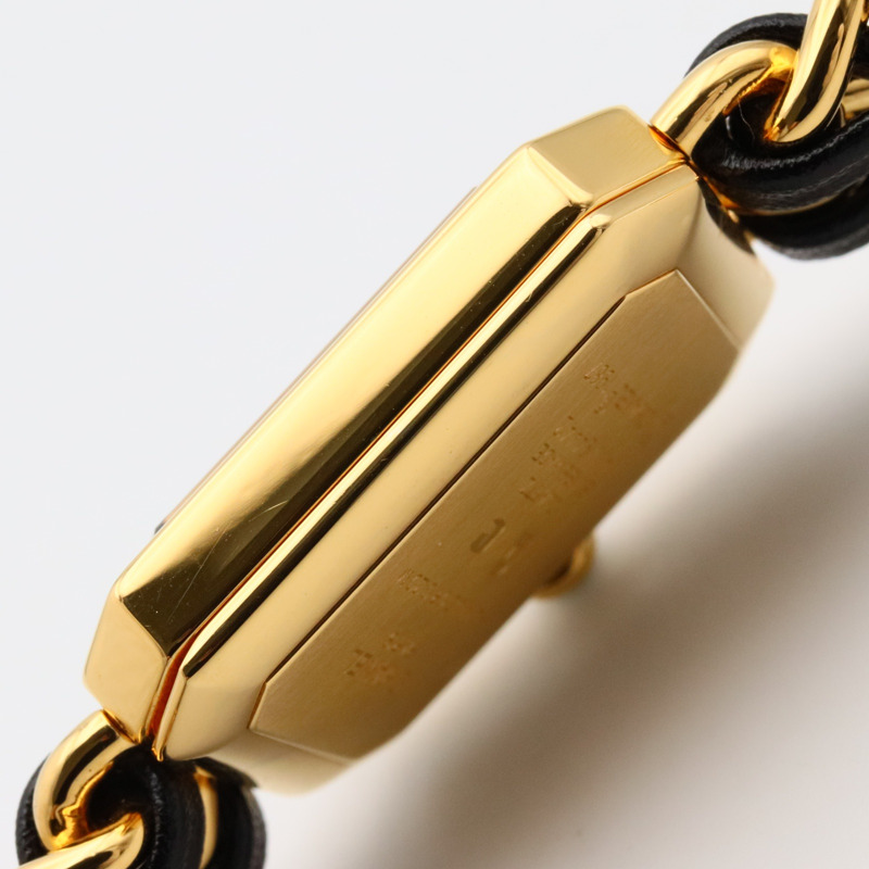 黑色錶盤 鍍金 皮革錶帶 Premiere S 石英腕錶【CHANEL 香奈兒】 H0001-11