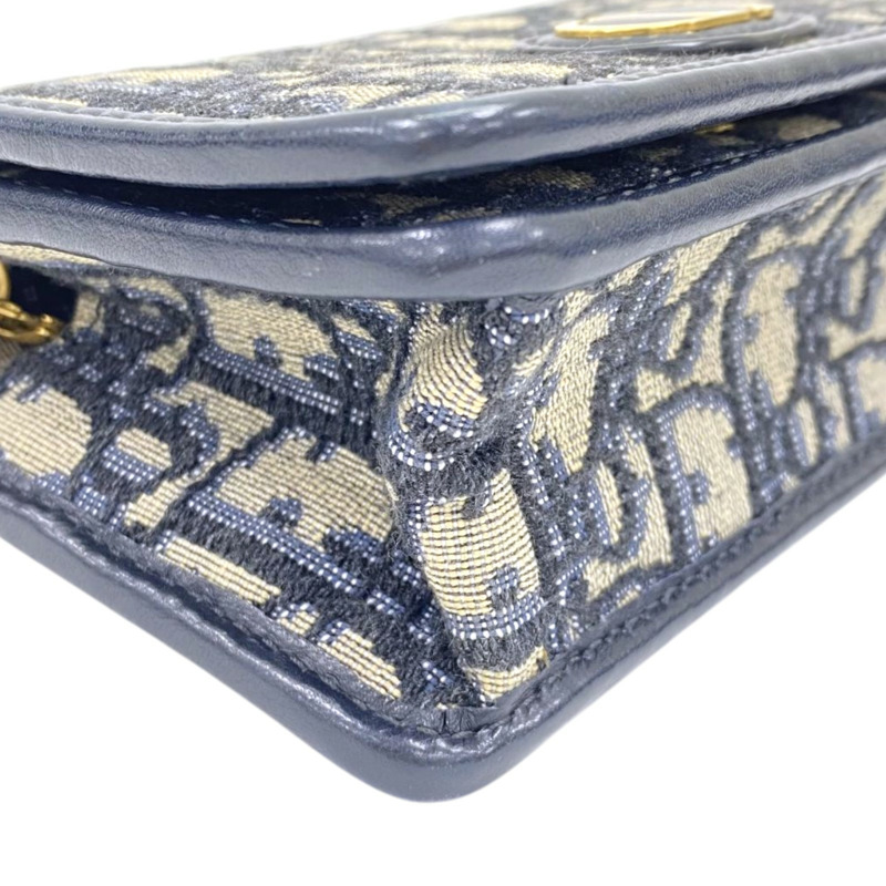 藍色 緹花帆布 Montaigne 30 Nano 肩背包【Dior 迪奧】-8