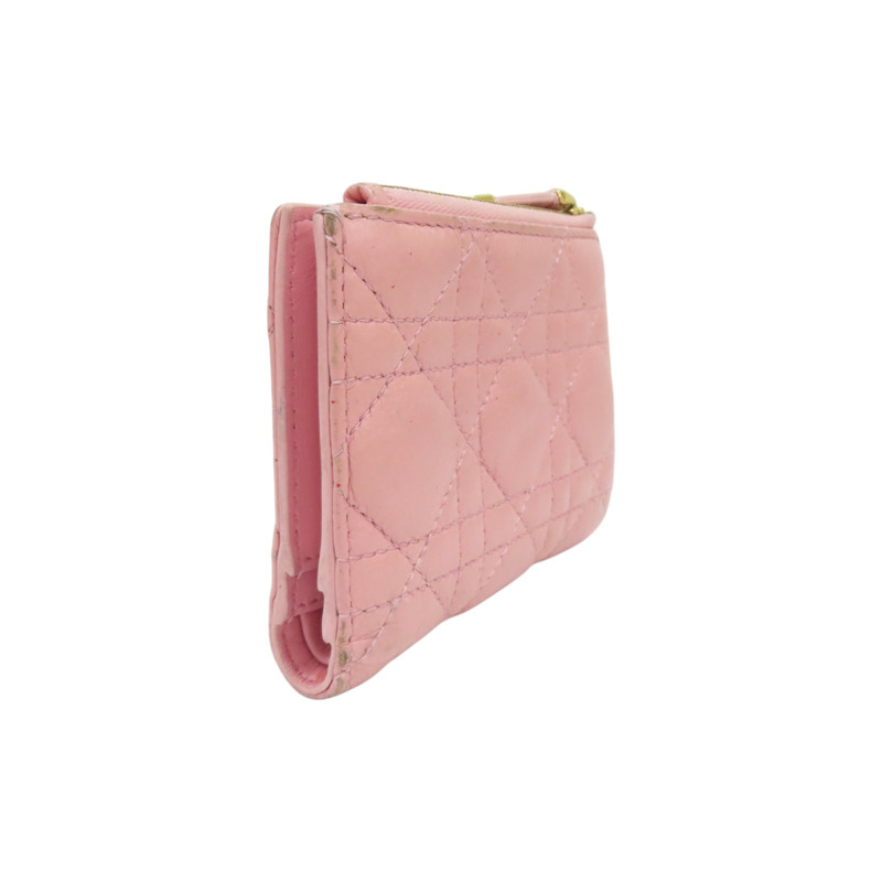 粉色 牛皮 Caro Dahlia 二折短夾【Dior 迪奧】 S5173UWHC_M413-1