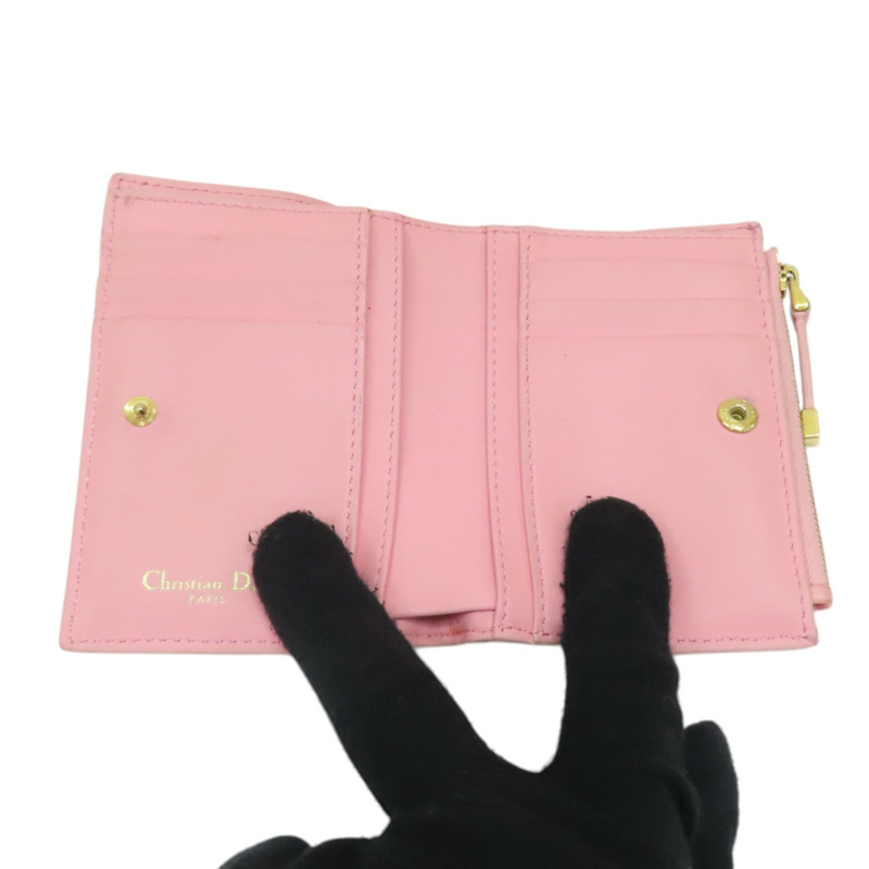 粉色 牛皮 Caro Dahlia 二折短夾【Dior 迪奧】 S5173UWHC_M413-2
