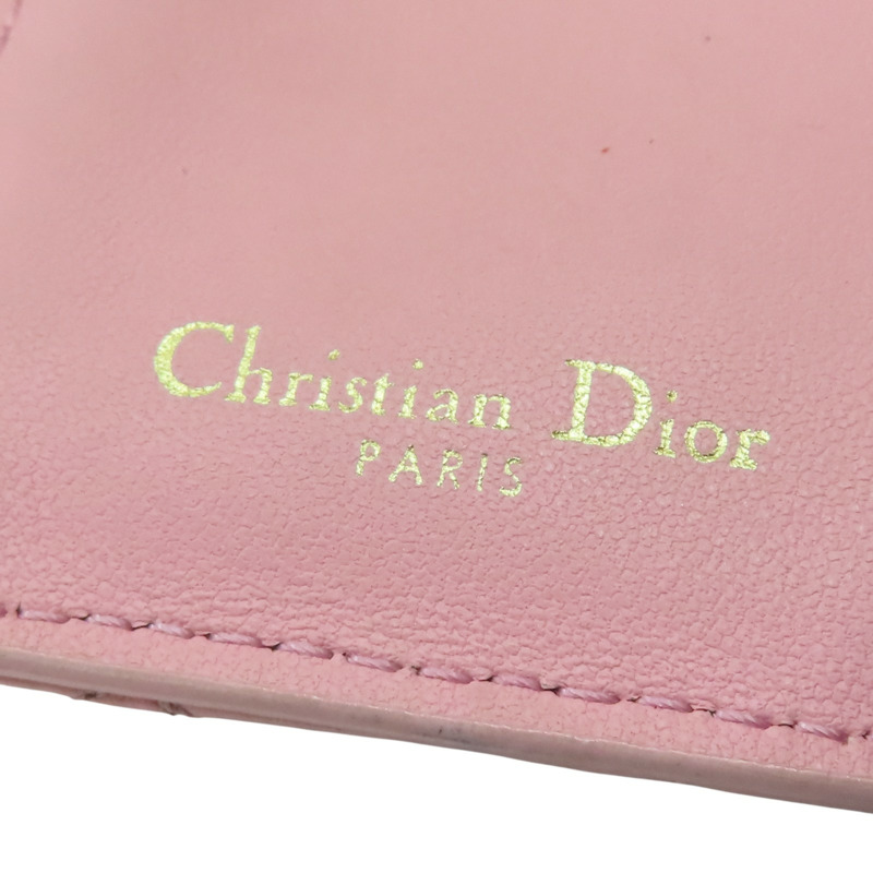 粉色 牛皮 Caro Dahlia 二折短夾【Dior 迪奧】 S5173UWHC_M413-5