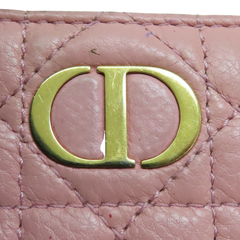 粉色 牛皮 Caro Dahlia 二折短夾【Dior 迪奧】 S5173UWHC_M413-7