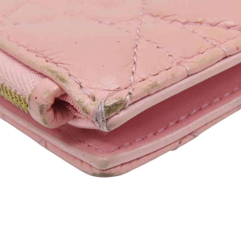 粉色 牛皮 Caro Dahlia 二折短夾【Dior 迪奧】 S5173UWHC_M413-8