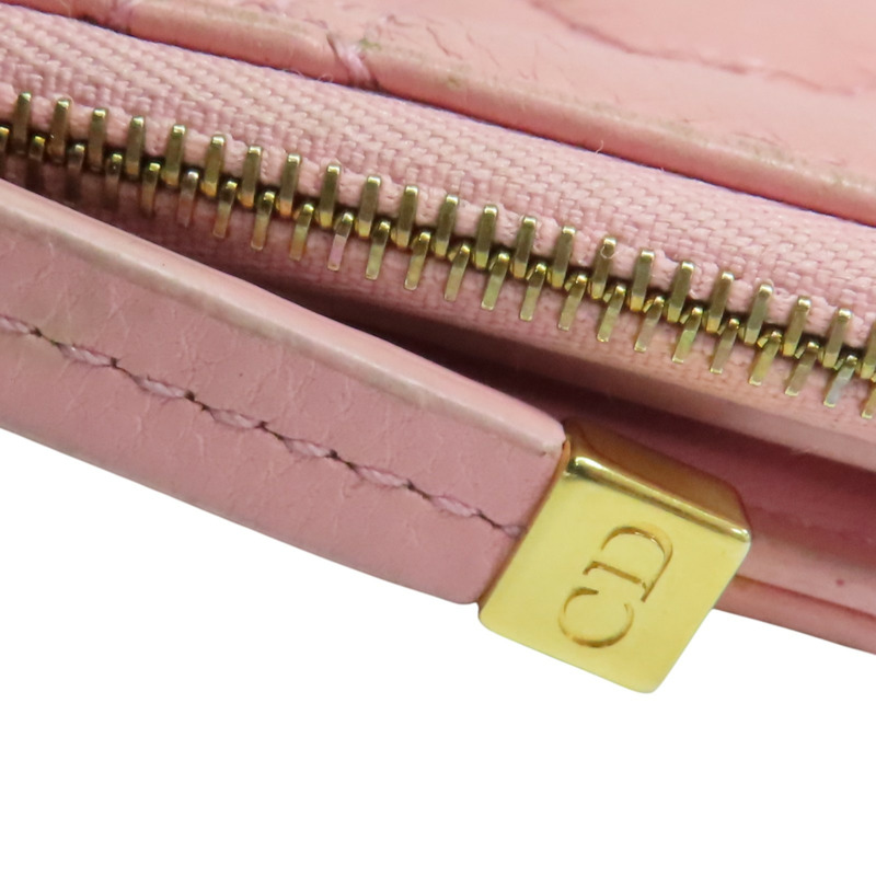 粉色 牛皮 Caro Dahlia 二折短夾【Dior 迪奧】 S5173UWHC_M413-12