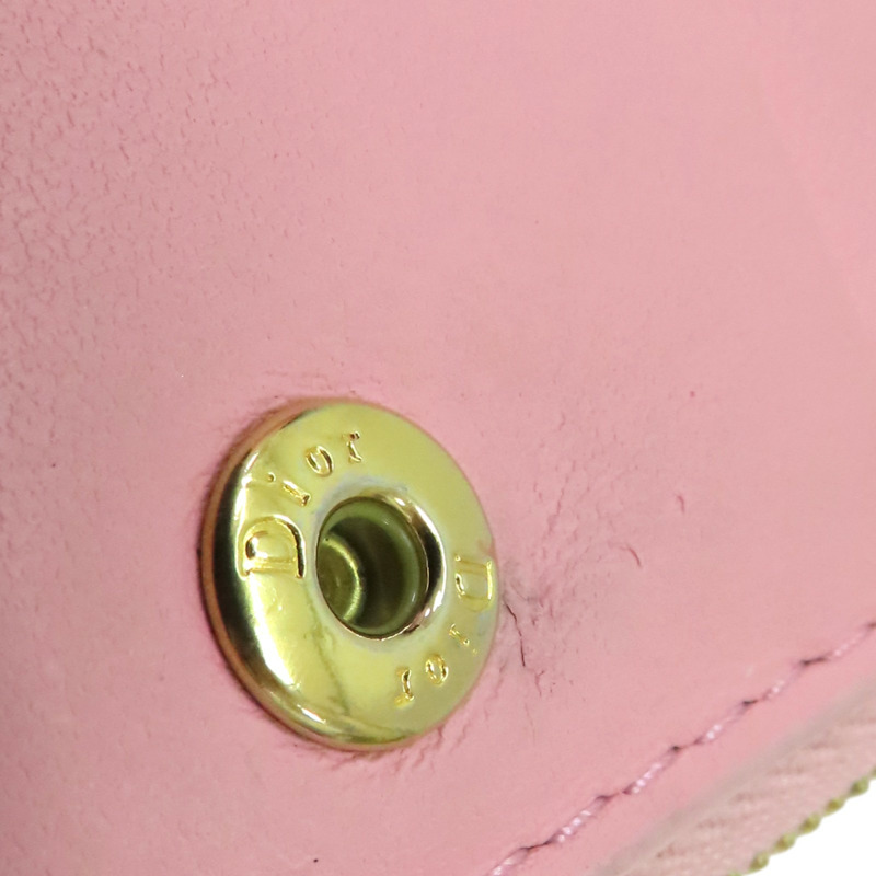 粉色 牛皮 Caro Dahlia 二折短夾【Dior 迪奧】 S5173UWHC_M413-13