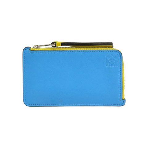 藍/綠/黃色 牛皮 拉鍊零錢包【LOEWE 羅威】
