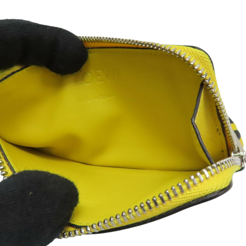 藍/綠/黃色 牛皮 拉鍊零錢包【LOEWE 羅威】-2