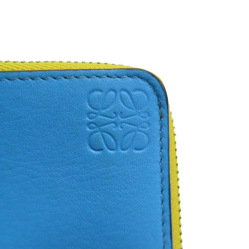 藍/綠/黃色 牛皮 拉鍊零錢包【LOEWE 羅威】-3