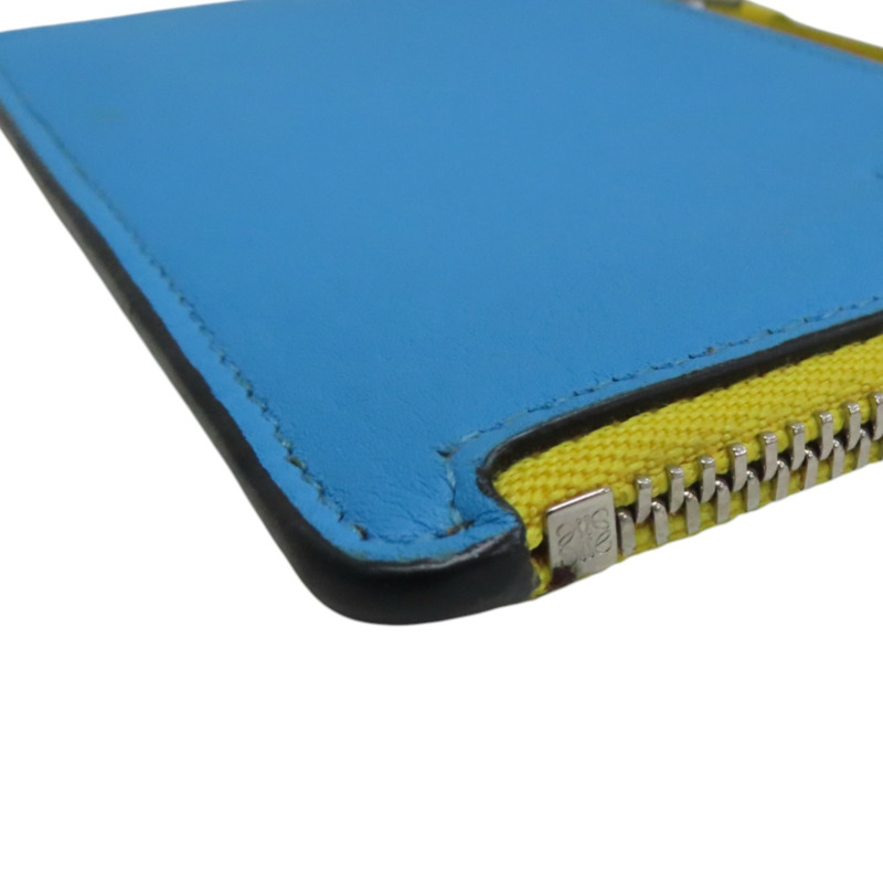 藍/綠/黃色 牛皮 拉鍊零錢包【LOEWE 羅威】-7