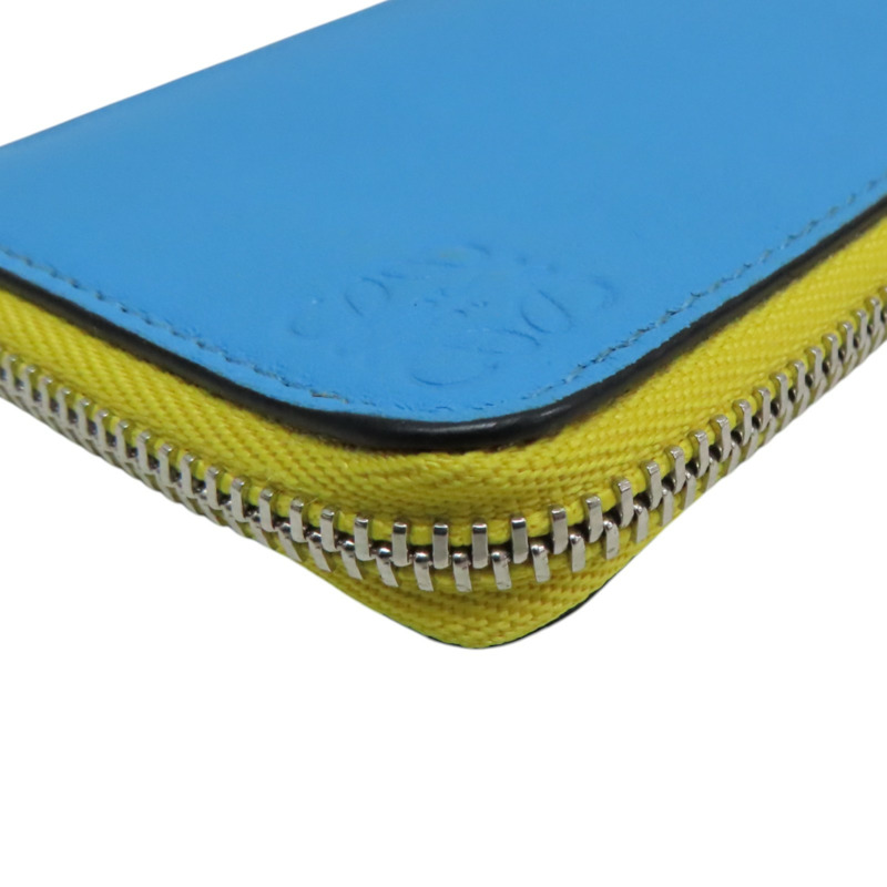 藍/綠/黃色 牛皮 拉鍊零錢包【LOEWE 羅威】-8