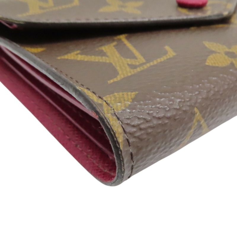 棕/紫紅色 原花帆布 Victorine 三折短夾【LOUIS VUITTON LV 路易威登】 M41938-7