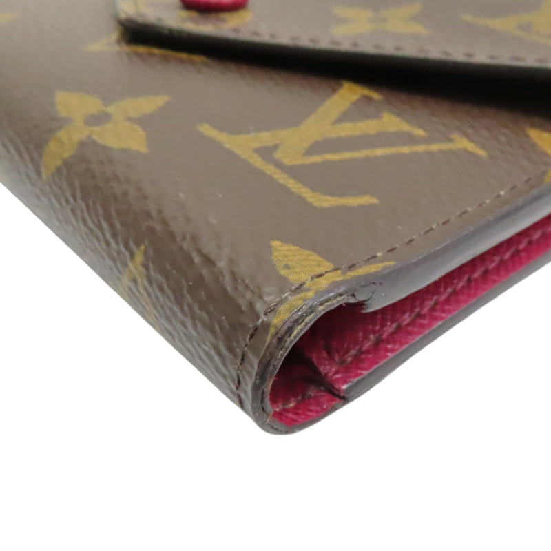 棕/紫紅色 原花帆布 Victorine 三折短夾【LOUIS VUITTON LV 路易威登】 M41938-8