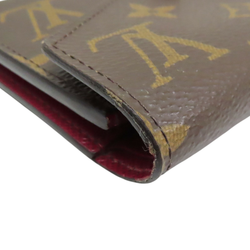 棕/紫紅色 原花帆布 Victorine 三折短夾【LOUIS VUITTON LV 路易威登】 M41938-9