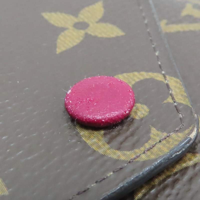 棕/紫紅色 原花帆布 Victorine 三折短夾【LOUIS VUITTON LV 路易威登】 M41938-11