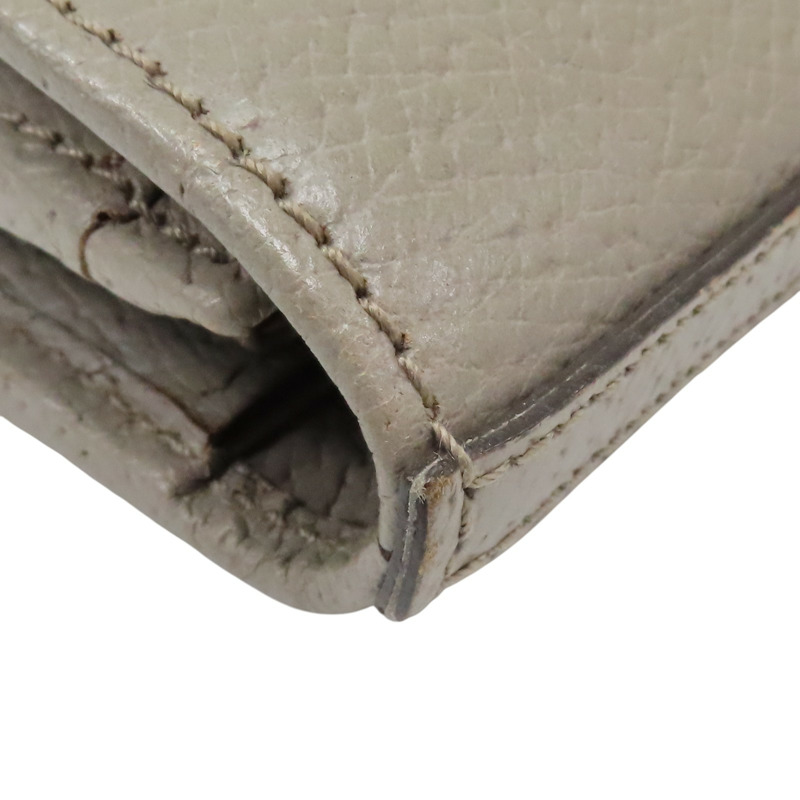 灰色牛皮 棕色帆布 扣式長夾【GUCCI 古馳】-7