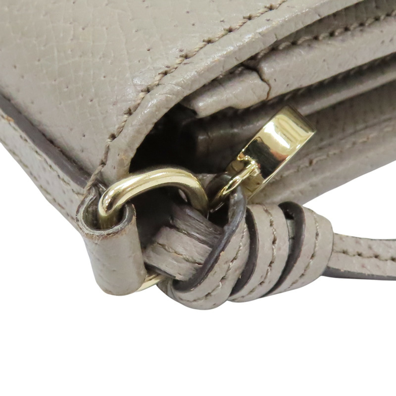 灰色牛皮 棕色帆布 扣式長夾【GUCCI 古馳】-8