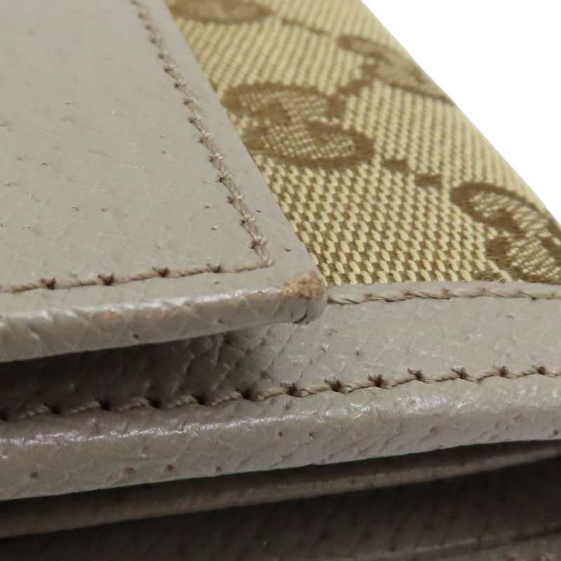 灰色牛皮 棕色帆布 扣式長夾【GUCCI 古馳】-12