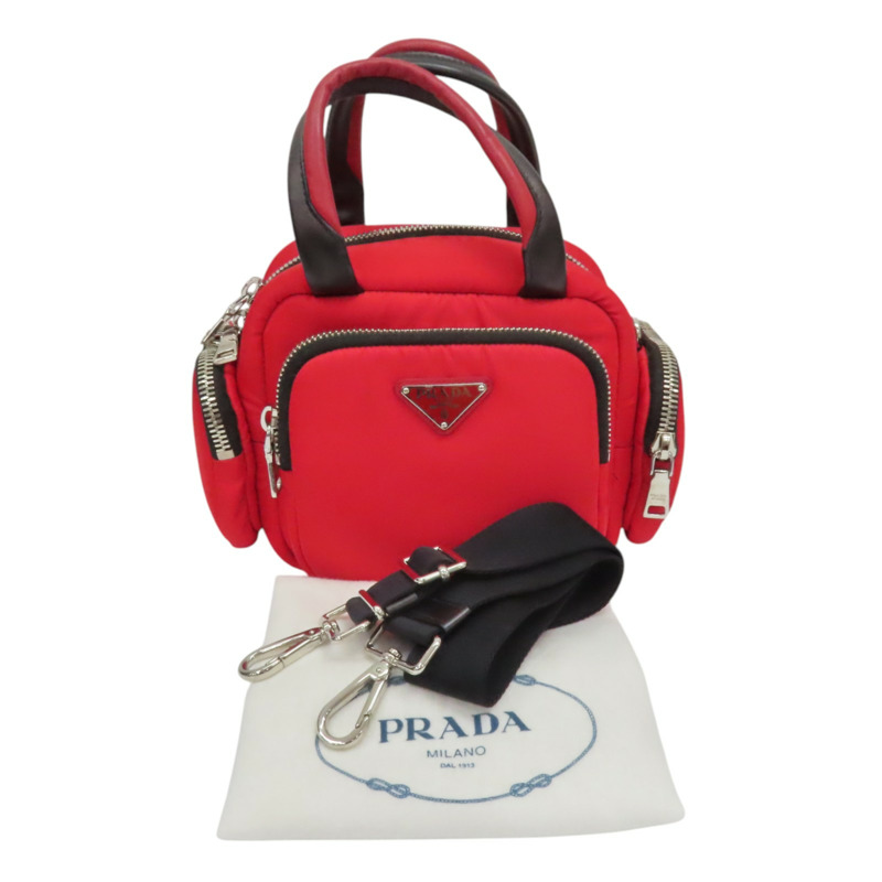 紅色 帆布 Tessuto Cargo 兩用包【PRADA 普拉達】 1BB061-9