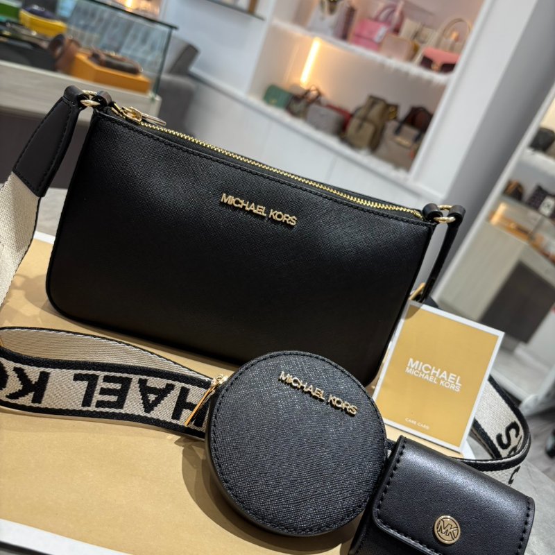 【🔥全新品】 MK金字防刮皮革附小袋三合一斜背包-0