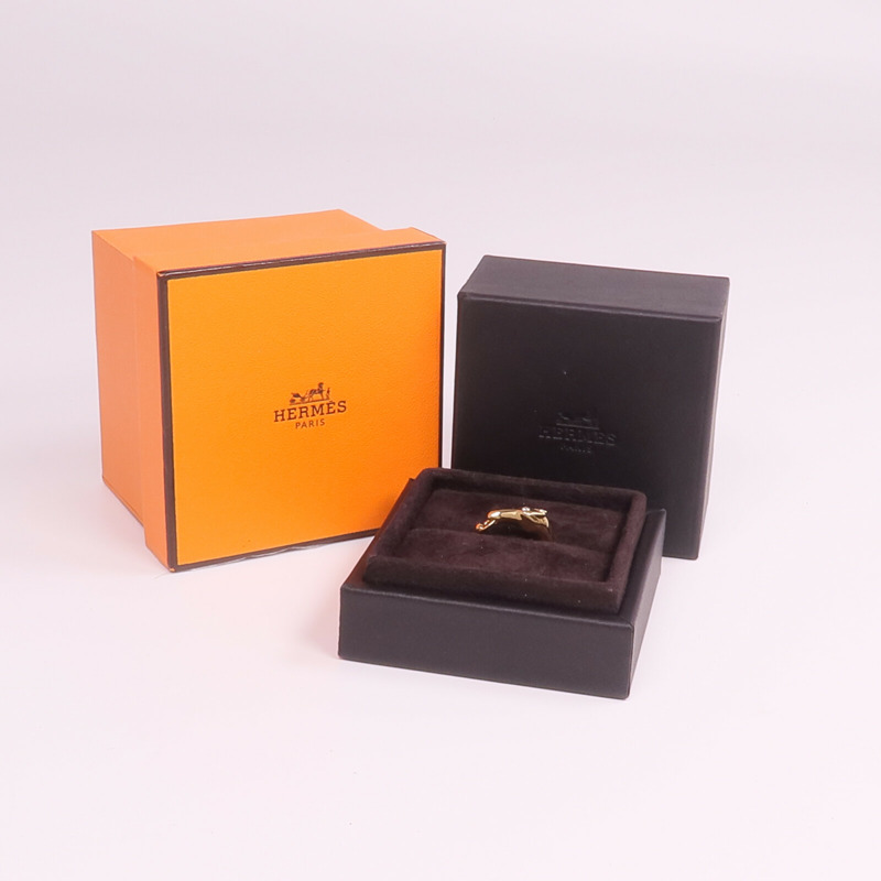 HERMES 18K玫瑰金Galop Ring鑽石戒指-7
