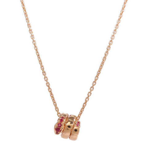 BVLGARI 18K玫瑰金Serpenti Viper Necklace紅寶石項鍊