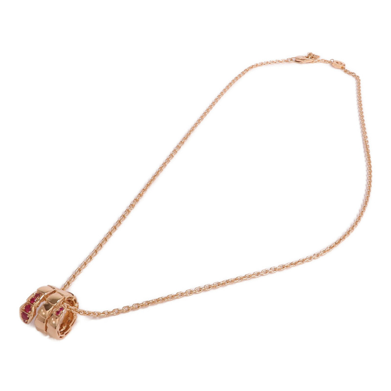 BVLGARI 18K玫瑰金Serpenti Viper Necklace紅寶石項鍊-4