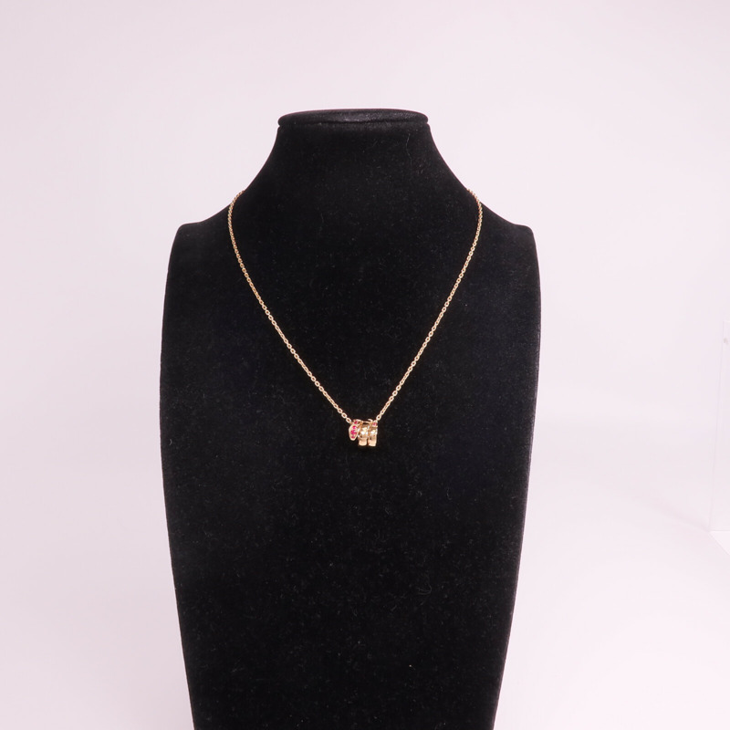 BVLGARI 18K玫瑰金Serpenti Viper Necklace紅寶石項鍊-10
