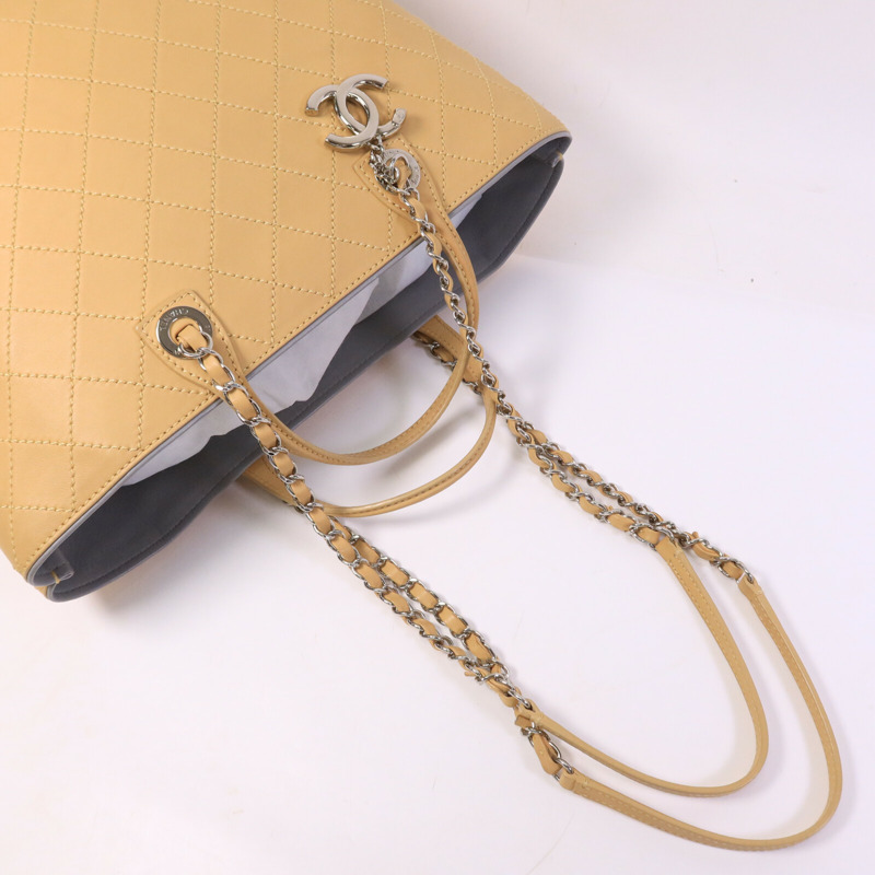CHANEL 牛皮皮革Tote Bag鏈帶手挽袋-8