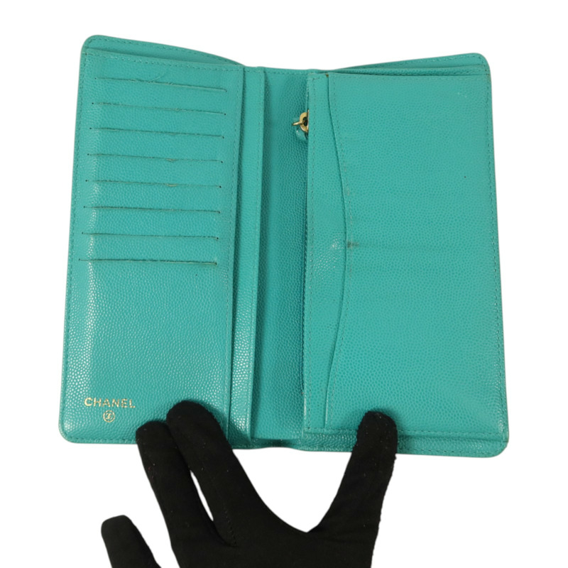 CHANEL 牛皮皮革Classic Flap Long Wallet金扣長錢包-5